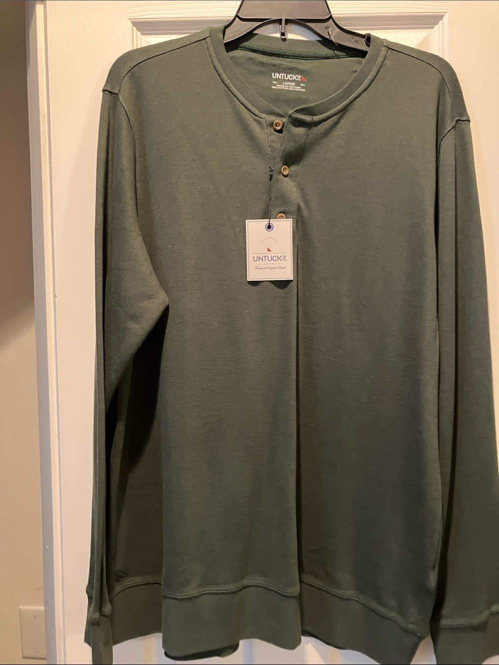 UNTUCKit Olive Green Long-Sleeve Henley Shirt